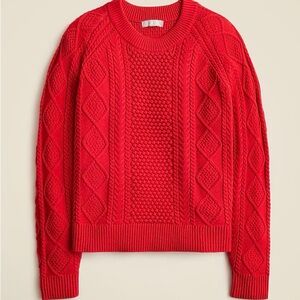 J. Crew Red Cable Knit Crew Neck Sweater size small NWOT